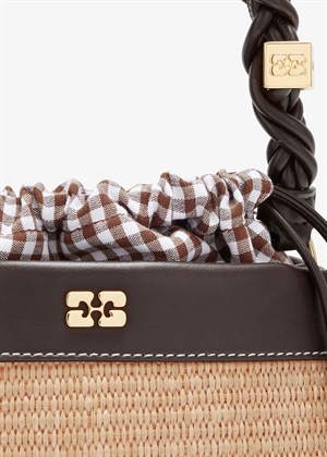 Bou Bucket raphia bag Seal Brown C2080022 Ganni 